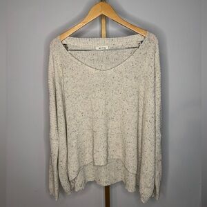 Heathered Cream Off-the-Shoulder Sweater